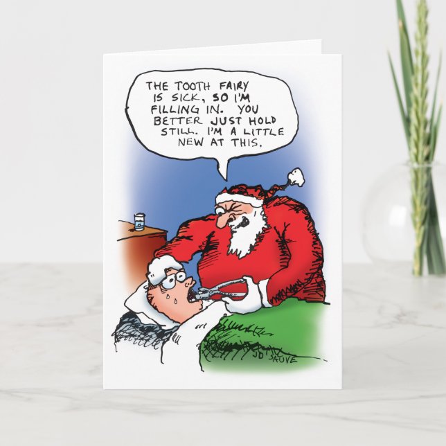 Tarjeta Festiva Tooth Fairy Santa (Anverso)