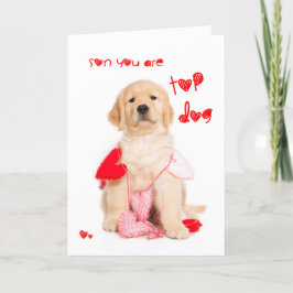 Tarjeta Festiva Top Dog Son Golden Retriever Puppy