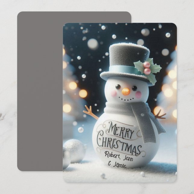 Tarjeta Festiva Top Hat Snowman (Anverso / Reverso)