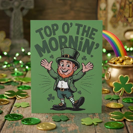 Tarjeta Festiva Top O The Mornin Leprechaun Lucky Charm Art