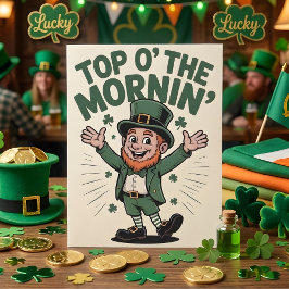 Tarjeta Festiva Top O The Mornin Shamrock Party Design