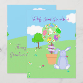 Tarjeta Festiva Topiary Blue Bunny Grandson