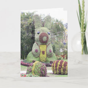 Tarjeta Festiva Topiary gigante del conejito