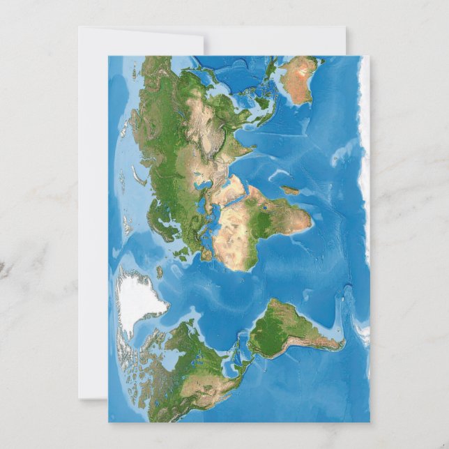 Tarjeta Festiva Topographic World Map Earth Illustration (Anverso)