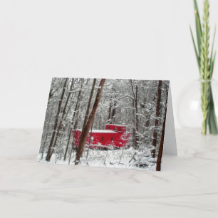 Tarjeta Festiva Tormenta de invierno, ganso rojo, vacaciones, niev