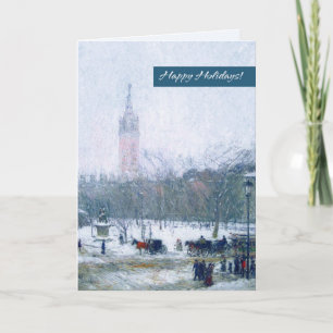 Tarjeta Festiva Tormenta de nieve, Plaza Madison. Navidades Bellas