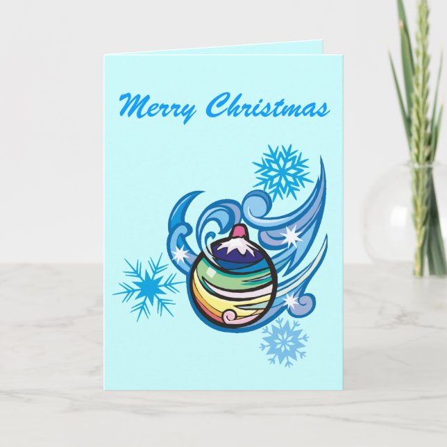 Tarjeta Festiva Tornillos de ornamento y copos de nieve - (Anverso)