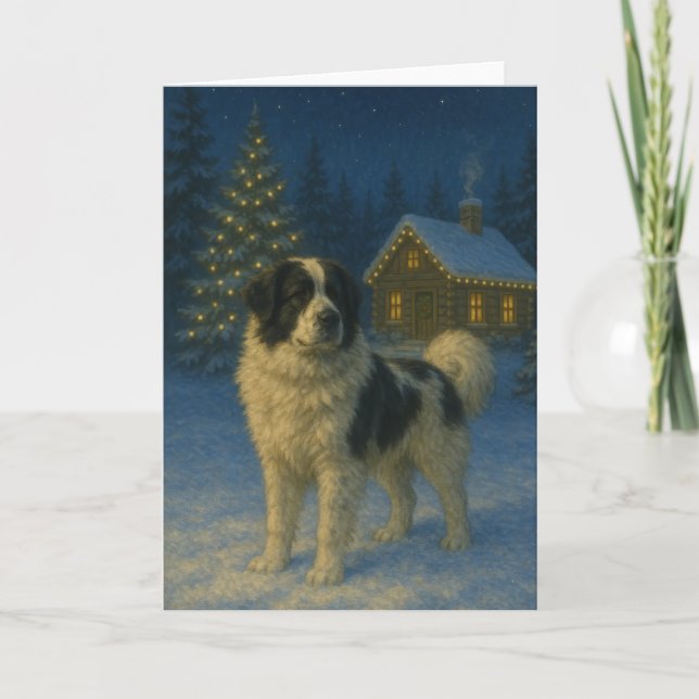 Tarjeta Festiva Tornjak Dog Holiday Card (Anverso)