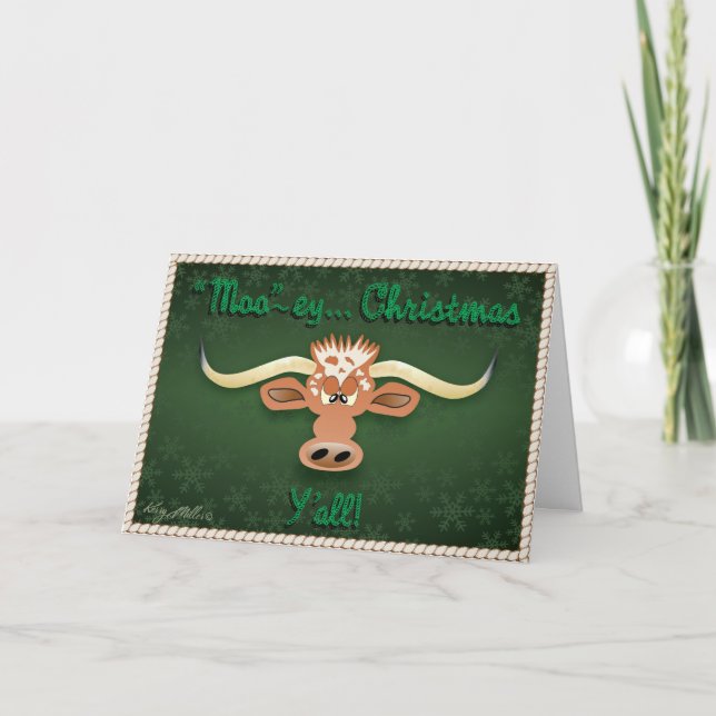 Tarjeta Festiva Toro Longhorn Cómico (Anverso)