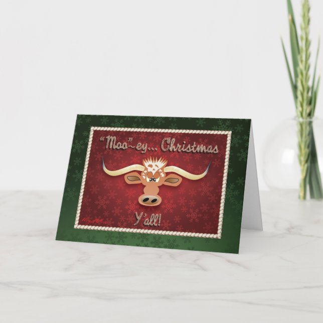 Tarjeta Festiva Toro Longhorn Cómico (Anverso)