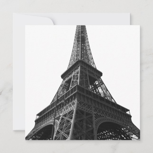 Tarjeta Festiva Torre Eiffel Blanca y Negra Viaje Europeo de París (Anverso)