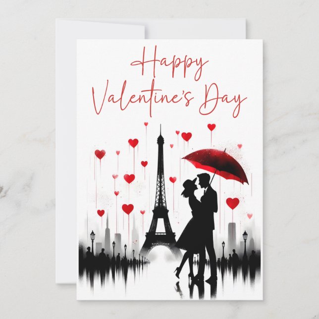 Tarjeta Festiva Torre Eiffel de París Valentines (Anverso)
