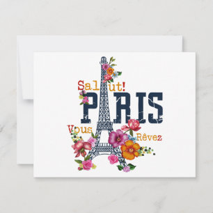 Tarjeta Festiva Torre Eiffel Paris Shirt Salut Flowt Paris Fra
