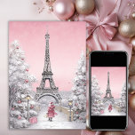 Tarjeta Festiva Torre Eiffel, Santa, Moda de París Navidades rosad<br><div class="desc">Captura la magia de un Navidad parisino con nuestra tarjeta de vacaciones "Torre Eiffel, Santa, Moda de París Navidades rosados". Esta exquisita tarjeta combina con encanto la elegancia parisina y la alegría de las vacaciones. La emblemática Torre Eiffel se alza sobre un telón de fondo de tonos rosa moda, con...</div>
