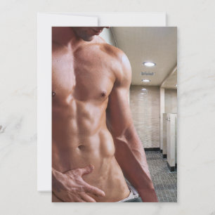 Tarjeta Festiva Torso de hombre musculoso sin camiseta de Slippery