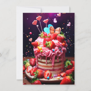 Tarjeta Festiva Torta de fresa