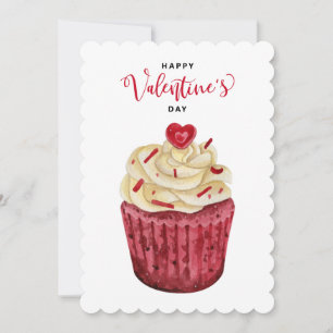 Tarjeta Festiva Torta de terciopelo rojo   San Valentín