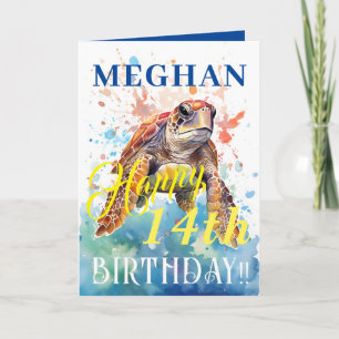 Tarjeta Festiva Tortuga Adorable Feliz Cumpleaños