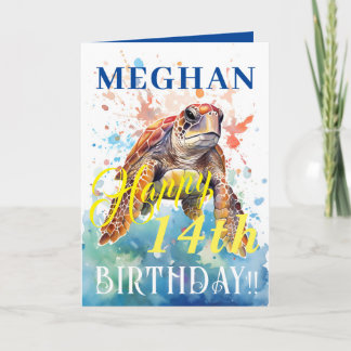 Tarjeta Festiva Tortuga Adorable Feliz Cumpleaños