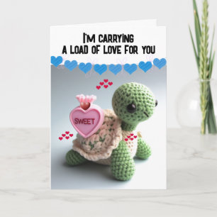 Tarjeta Festiva Tortuga Amor Feliz Día de San Valentín 
