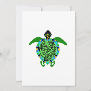 Tarjeta Festiva TORTUGA marina gráfica - Vida silvestre marina - o