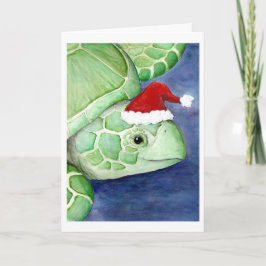Tarjeta Festiva Tortuga marina Santa