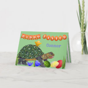 Tarjeta Festiva Tortuga verde de Pascua linda feliz personalizada