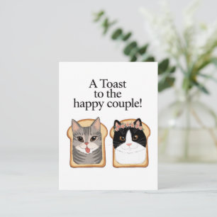 Tarjeta Festiva Tostada a la feliz pareja Gato divertido Boda Comp