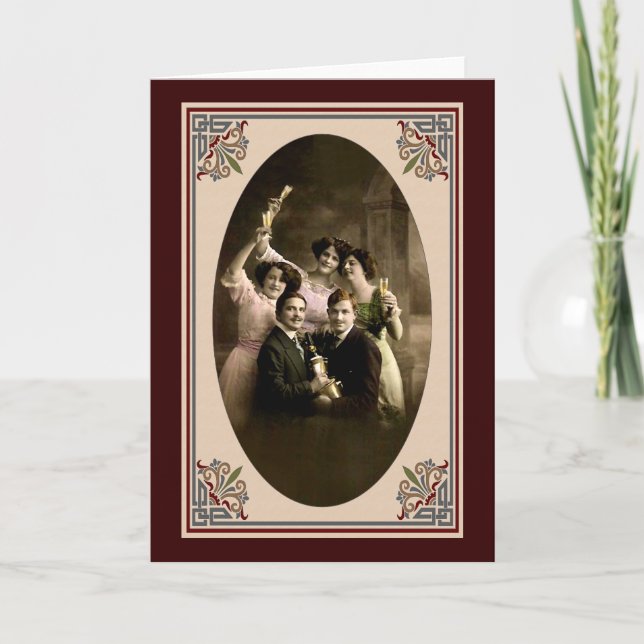 Tarjeta Festiva Tostada de la Feliz Año Nuevo (Anverso)