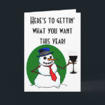 Tarjeta Festiva Tostada de Snowman<br><div class="desc">Esto es para conseguir lo que quieres...  ¡Así que no consigues lo que mereces! Feliz Navidad. Tostada de Snowman.</div>