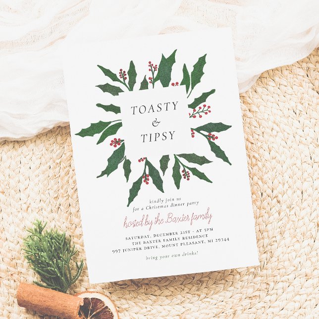 Tarjeta Festiva Tostada y Tipsy | Navidades Fiesta de cena (Subido por el creador)