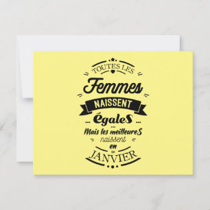 Tarjeta Festiva Toutes les femmes naissent égales - Janvier