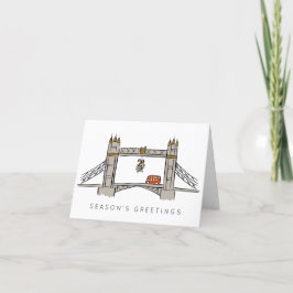 Tarjeta Festiva Tower Bridge London Doble Decker Navidades