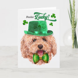 Tarjeta Festiva Toy Poodle Dog Feelin' Lucky St Patrick's Day