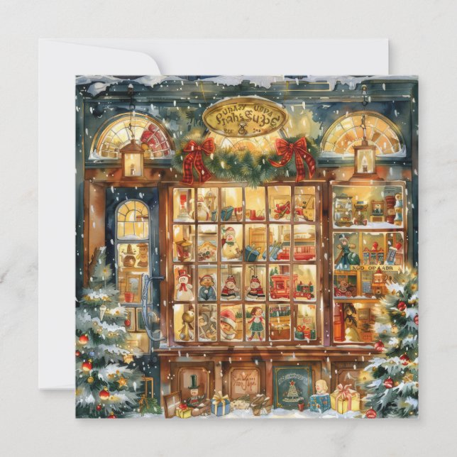 Tarjeta Festiva Toy Shop Window Christmas Greeting Card (Anverso)