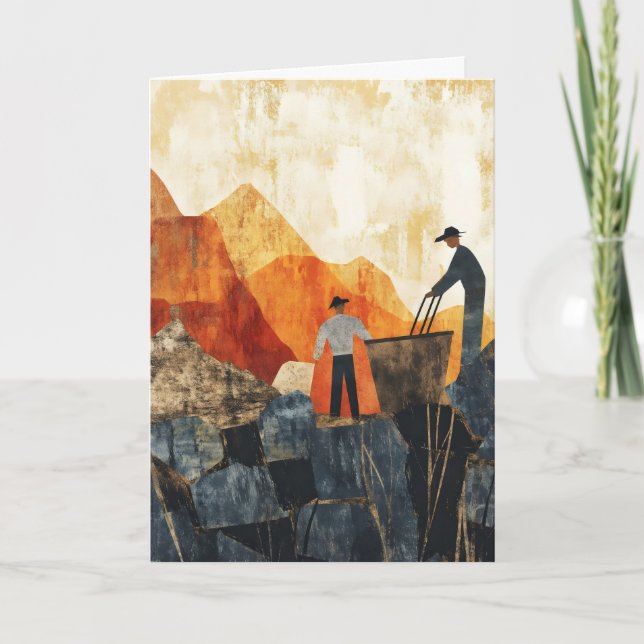 Tarjeta Festiva Trabajadores de color abstractos (Anverso)