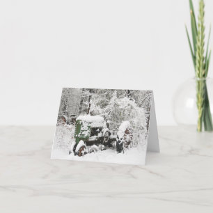Tarjeta Festiva Tractor cubierto de nieve