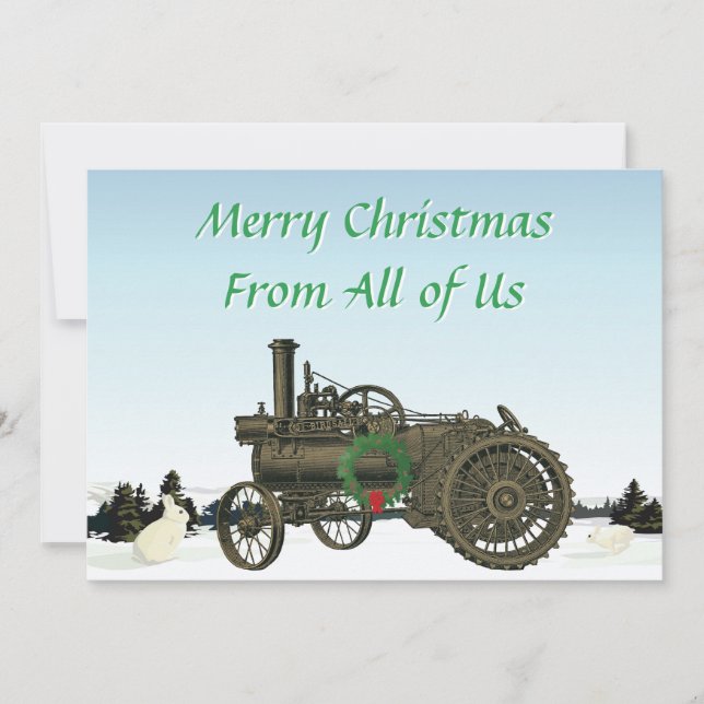 Tarjeta Festiva Tractor de la granja Birdsall's Steam Traction Eng (Anverso)