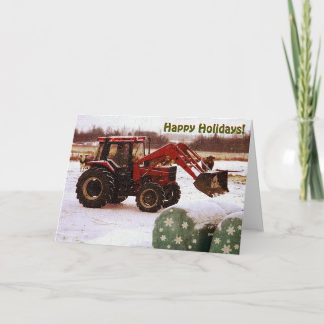 Tarjeta Festiva Tractor de navidades (Anverso)