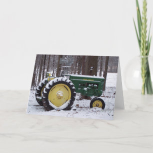 Tarjeta Festiva tractor en nieve