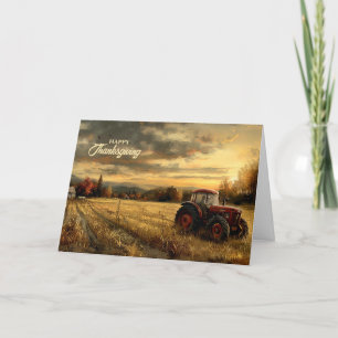 Tarjeta Festiva Tractor Vintage en la Granja Otoño Día de Acción d