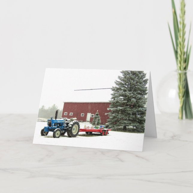 Tarjeta Festiva Tractor y granero (Anverso)