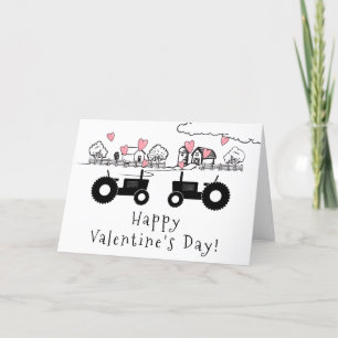 Tarjeta Festiva Tractores lindos en la granja del AMOR Feliz día d