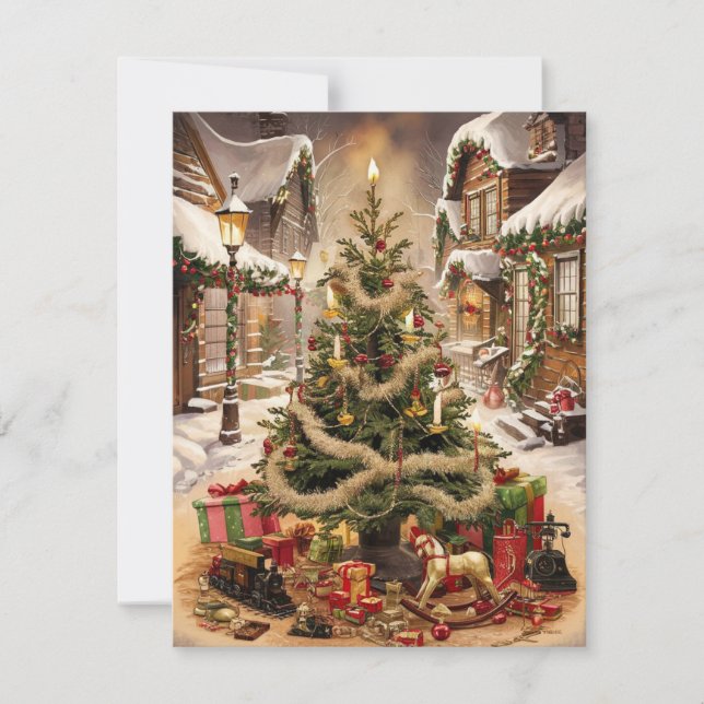 Tarjeta Festiva Tradición Navideña Vintage (Anverso)