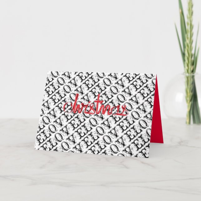 Tarjeta Festiva Tradicional Amor blanco negro Navidades rojos mode (Anverso)