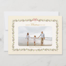 Tarjeta Festiva traditional bow christmas botanical 1 photo flat