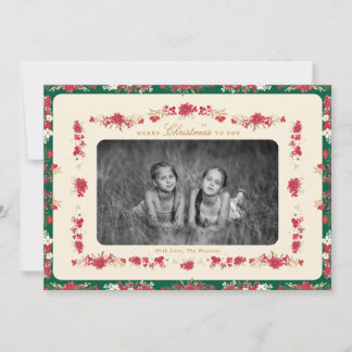 Tarjeta Festiva traditional christmas red green floral elegant