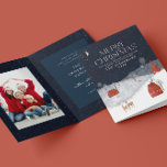 Tarjeta Festiva Traditional Rustic Navy 1 photo Merry Christmas<br><div class="desc">Traditional Rustic Navy 1 photo Merry Christmas holiday card.</div>