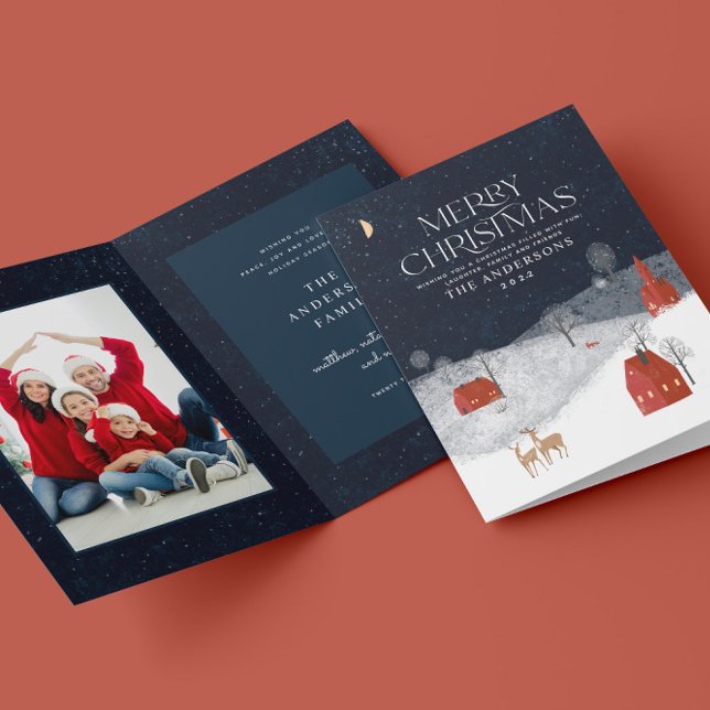 Tarjeta Festiva Traditional Rustic Navy 1 photo Merry Christmas (Subido por el creador)