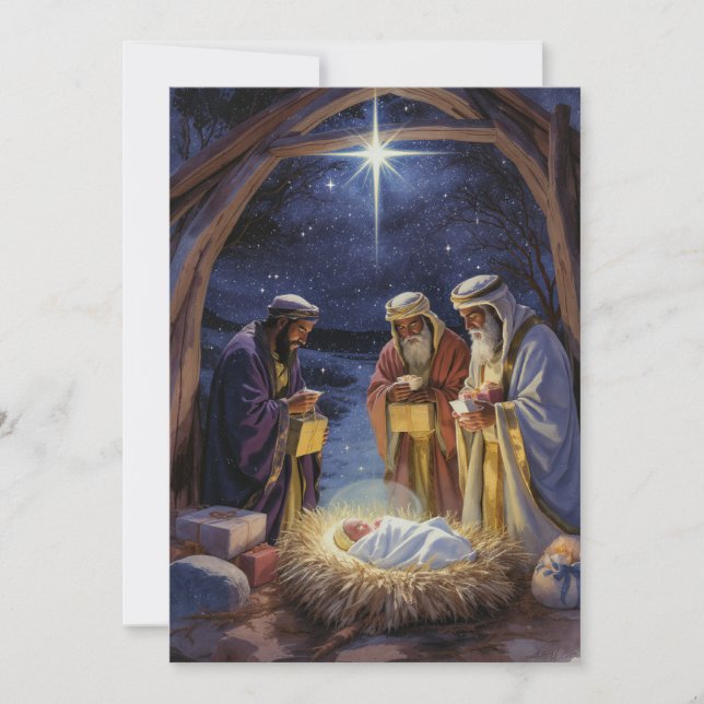 Tarjeta Festiva Traditional Three Wise Men Nativity (Anverso)
